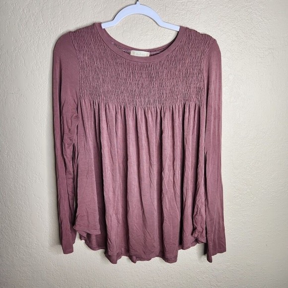 Altar'd State Blouse Women's Medium Mauve Long Sleeve Comfort Peasant Boho Flow - Picture 1 of 6